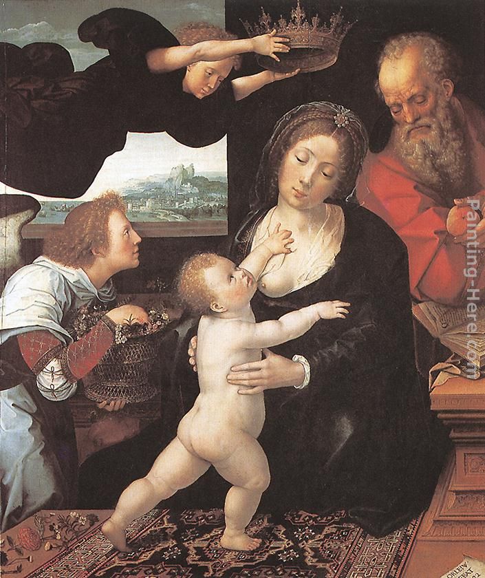 Holy Family painting - Bernaert van Orley Holy Family art painting